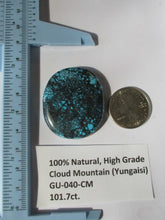 Load image into Gallery viewer, 101.7 ct. (41x35x7 mm) 100% Natural High Grade Web Cloud Mountain (Yungaishi) Turquoise Cabochon Gemstone, GU 040