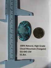 Load image into Gallery viewer, 51.8 ct. (43x27x5 mm) 100% Natural High Grade Web Cloud Mountain (Yungaishi) Turquoise Cabochon Gemstone, GU 045
