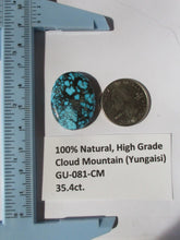 Load image into Gallery viewer, 35.4 ct. (29x22x6 mm) 100% Natural High Grade Web Cloud Mountain (Yungaishi) Turquoise Cabochon Gemstone, GU 081
