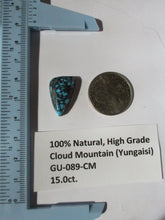 Load image into Gallery viewer, 15.0 ct. (29.5x26x5 mm) 100% Natural High Grade Web Cloud Mountain (Yungaishi) Turquoise Cabochon Gemstone, GU 089
