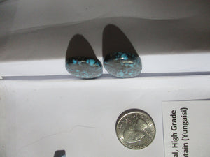 48.0 ct. (32x18.5x4 mm) 100% Natural High Grade Web Cloud Mountain (Yungaishi) Turquoise Pair Cabochon Gemstone, GV 004