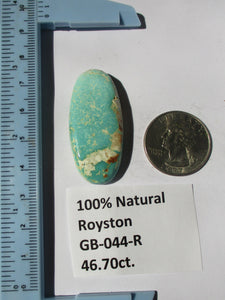 46.7 ct. (42x20x7 mm) 100% Natural Royston Turquoise Cabochon Gemstone, # GB 044