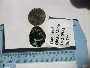 18.7 ct. (25x21x5.5 mm) Stabilized Qingu Mine (Hubei) Turquoise Cabochon, Gemstone, 1DQ 09