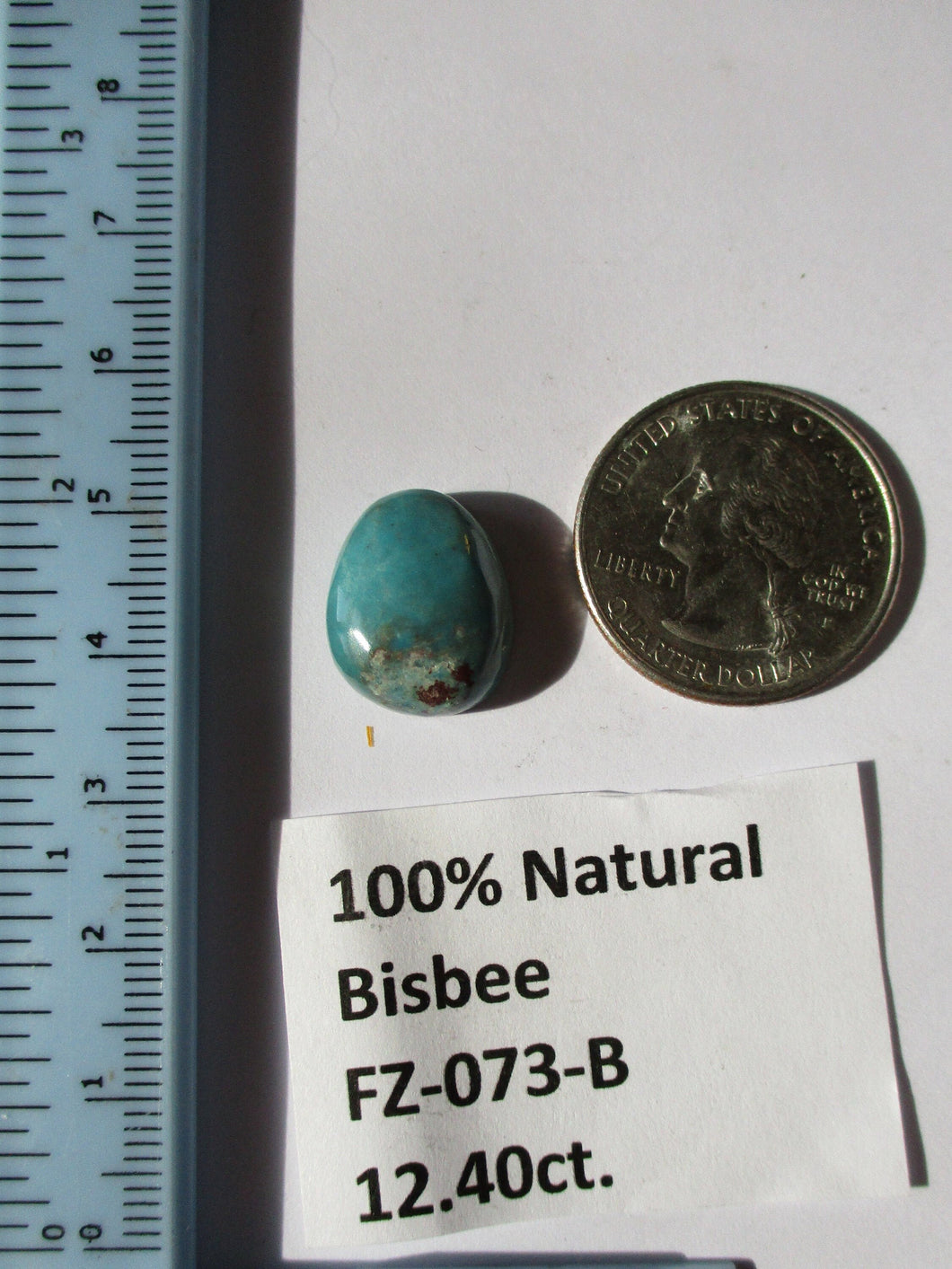 12.4 ct. (16x13x6 mm) 100% Natural Bisbee Turquoise, Cabochon Gemstones, # FZ 073