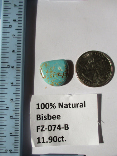 11.9 ct. (19x17x4 mm) 100% Natural Bisbee Turquoise, Cabochon Gemstones, # FZ 074