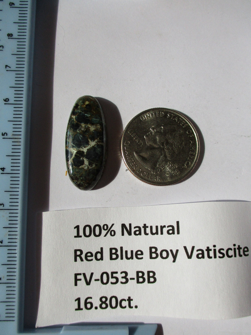 16.8 ct. (29x12.5x6 mm) 100% Natural Red Blue Boy Variscite, Cabochon Gemstone, FV 053