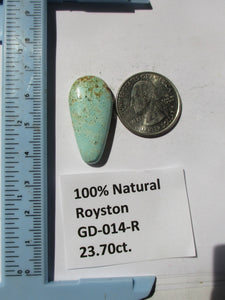 23.7 ct. (32x16x6.5 mm) 100% Natural Royston Turquoise Cabochon Gemstone, # GD 014