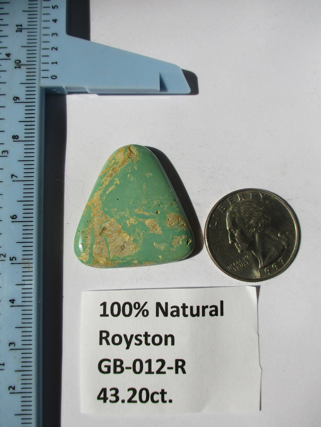 43.2 ct. (32x30x6 mm) 100% Natural Royston Turquoise Cabochon Gemstone, # GB 012