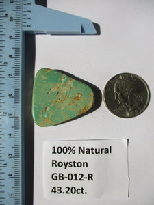 43.2 ct. (32x30x6 mm) 100% Natural Royston Turquoise Cabochon Gemstone, # GB 012