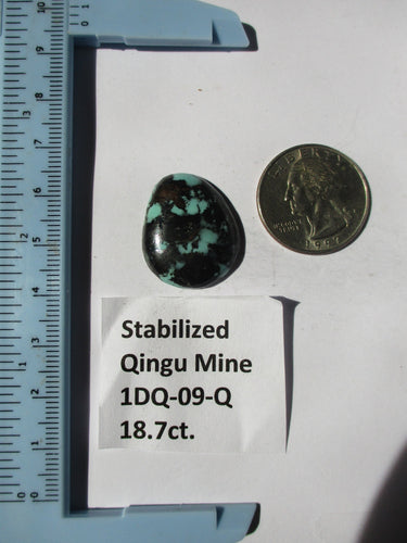 18.7 ct. (25x21x5.5 mm) Stabilized Qingu Mine (Hubei) Turquoise Cabochon, Gemstone, 1DQ 09