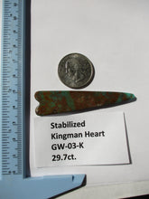 Load image into Gallery viewer, 29.7 ct (65x16x3.5 mm) Stabilized Kingman Turquoise Heart Cabochon Gemstone, # GW 03