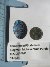 Load image into Gallery viewer, 53.3 ct. (35x20.5x9 mm) Pressed/Dyed/Stabilized Kingman Wild Purple Mohave Turquoise Gemstone # 1CS 054