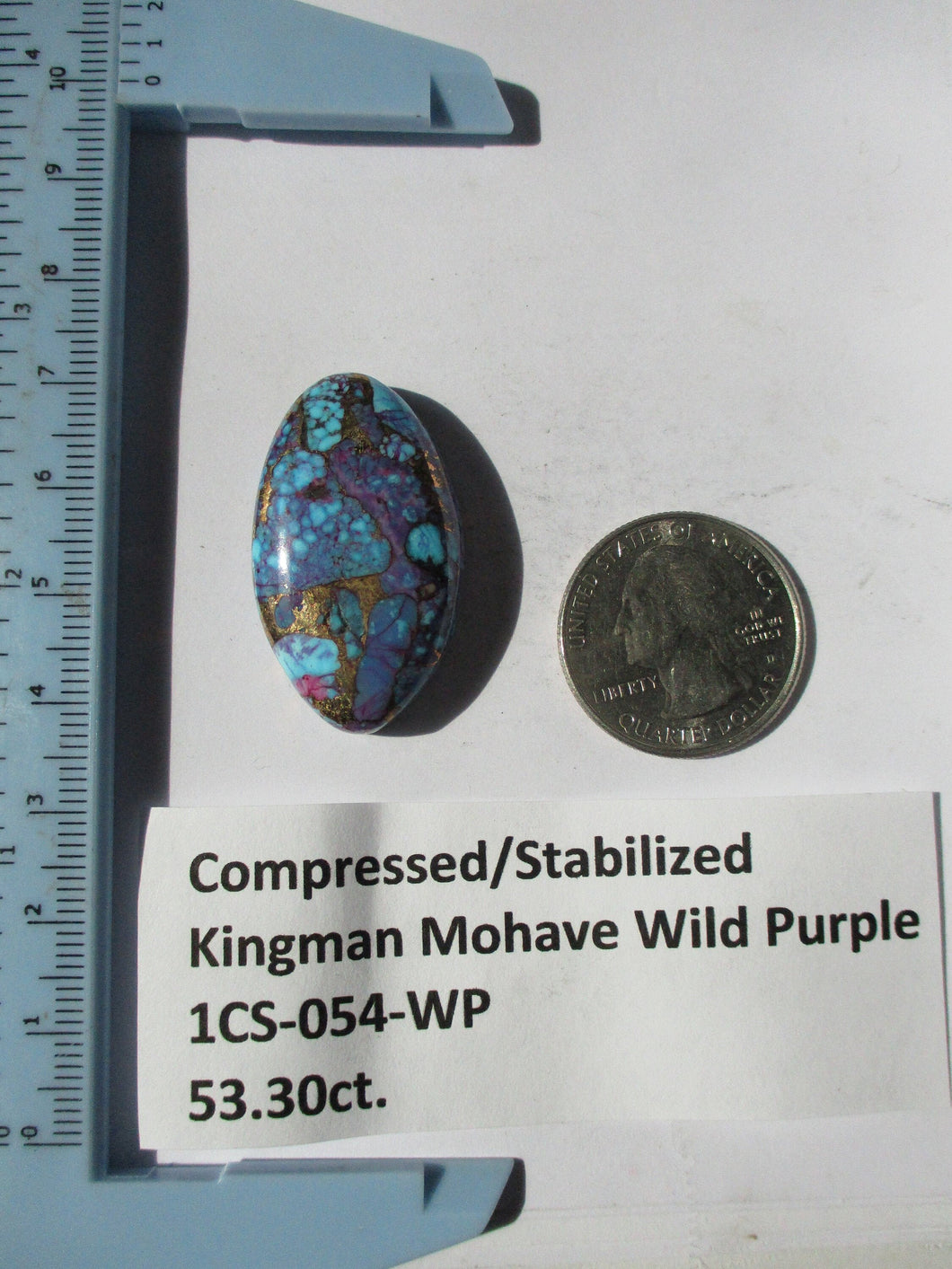 53.3 ct. (35x20.5x9 mm) Pressed/Dyed/Stabilized Kingman Wild Purple Mohave Turquoise Gemstone # 1CS 054
