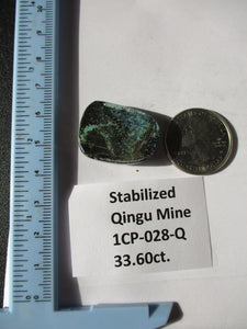 33.6 ct. (27x20x7 mm) Stabilized Qingu Mine (Hubei) Turquoise Cabochon Gemstone, # 1CP 028
