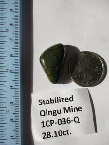 28.1 ct. (26x17x8 mm) Stabilized Qingu Mine (Hubei) Turquoise Cabochon Gemstone, # 1CP 036