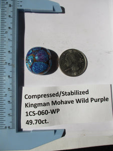 49.7 ct. (23X22X10.5 mm) Pressed/Dyed/Stabilized Kingman Wild Purple Mohave Turquoise Gemstone # 1CS 060
