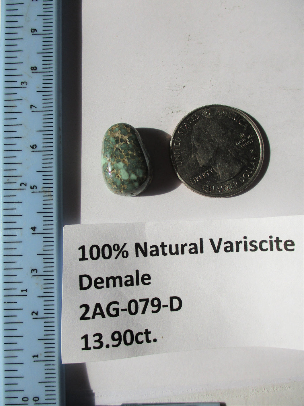 13.9 ct. (18x13x8 mm) 100% Natural Damele Variscite Cabochon Gemstone, # 2AG 079 s