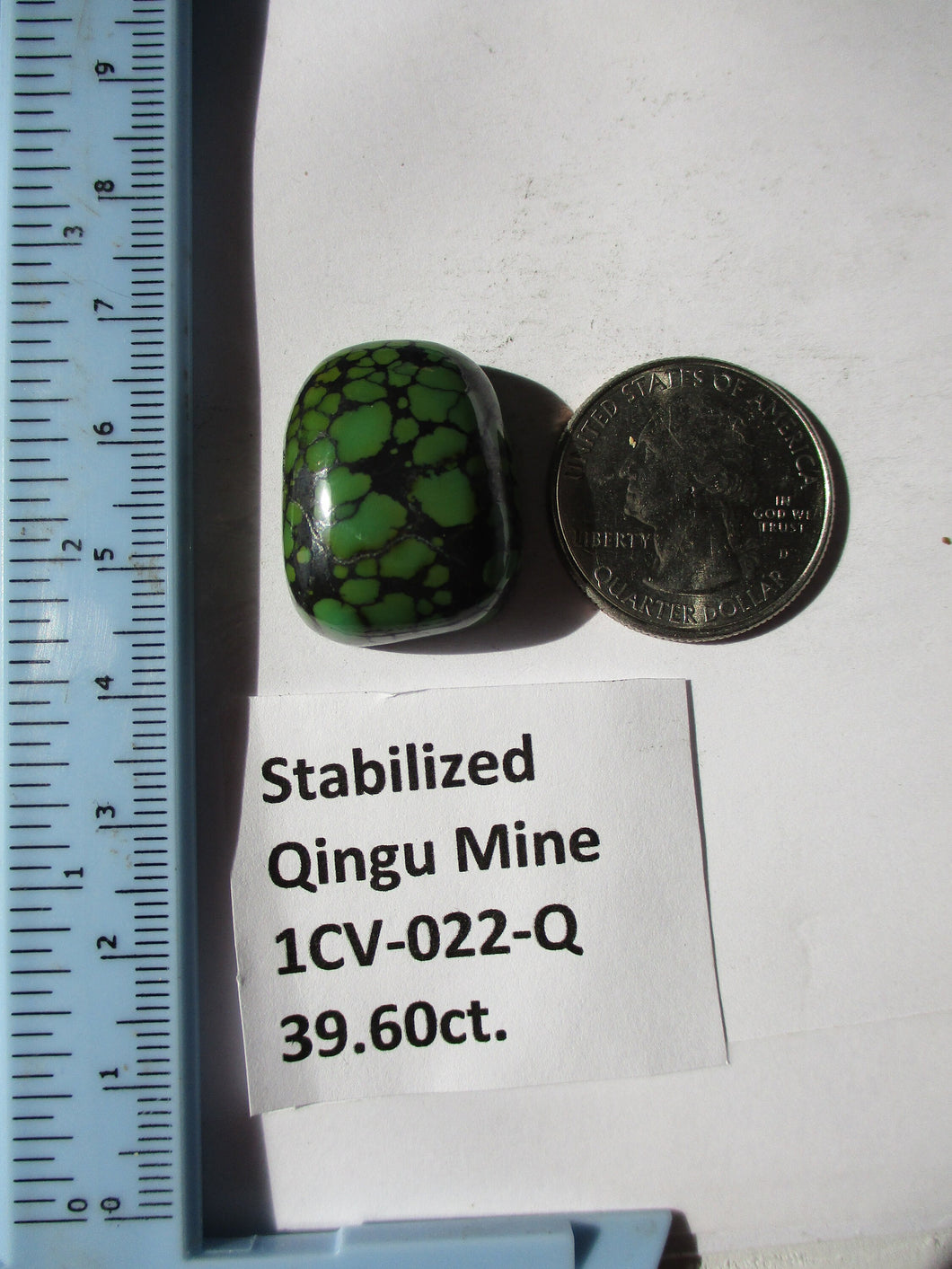 39.6 ct. (24x19.5x10 mm) Stabilized Qingu Mine (Hubei) Turquoise Cabochon Gemstone, 1CV 022