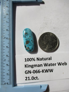 21.0 ct. (29x12x6 mm) 100% Natural Kingman Water Web Turquoise Cabochon Gemstone, GN 066