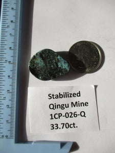 33.7 ct. (27x22x8 mm) Stabilized Qingu Mine (Hubei) Turquoise Cabochon Gemstone, # 1CP 026