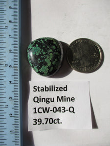 39.7 ct. (26x24x9 mm) Stabilized Qingu Mine (Hubei) Turquoise Cabochon Gemstone, # 1CW 043