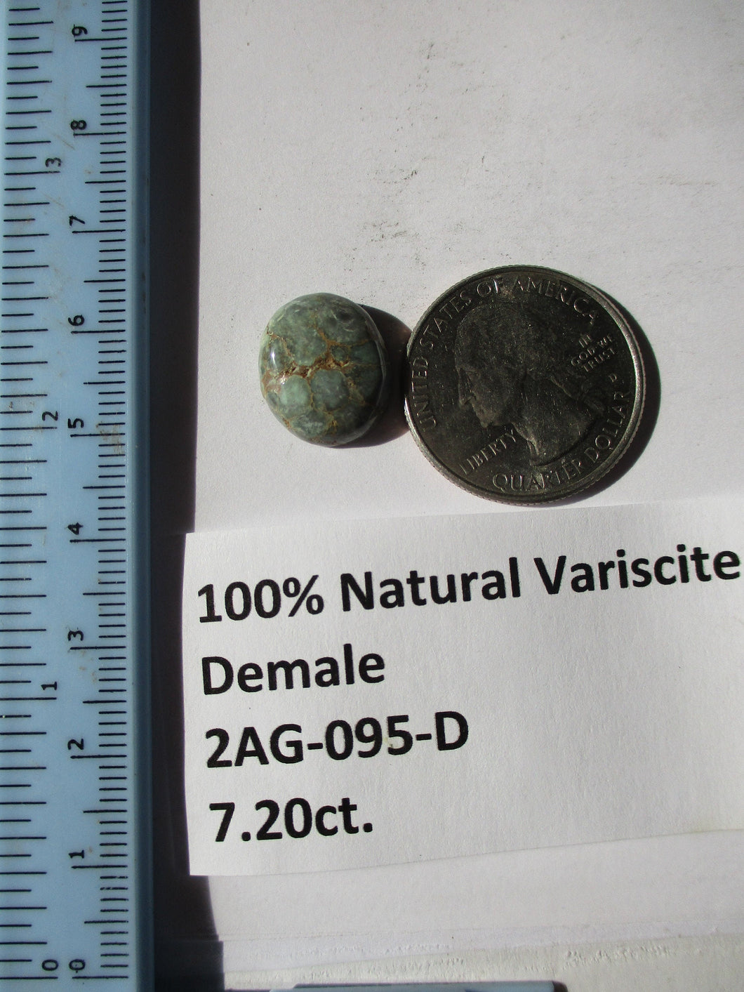 7.2 ct. (15x13x5 mm) 100% Natural Damele Variscite Cabochon Gemstone, # 2AG 095 s