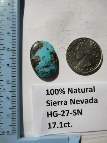 17.1 ct. (24x17x4.5 mm) 100% Natural Sierra Nevada Turquoise Cabochon Gemstone, # HG 27