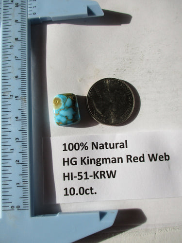 10.0 ct. (15x12x5 mm) 100% Natural High Grade Kingman Red Web Turquoise Cabochon Gemstone, HI 51