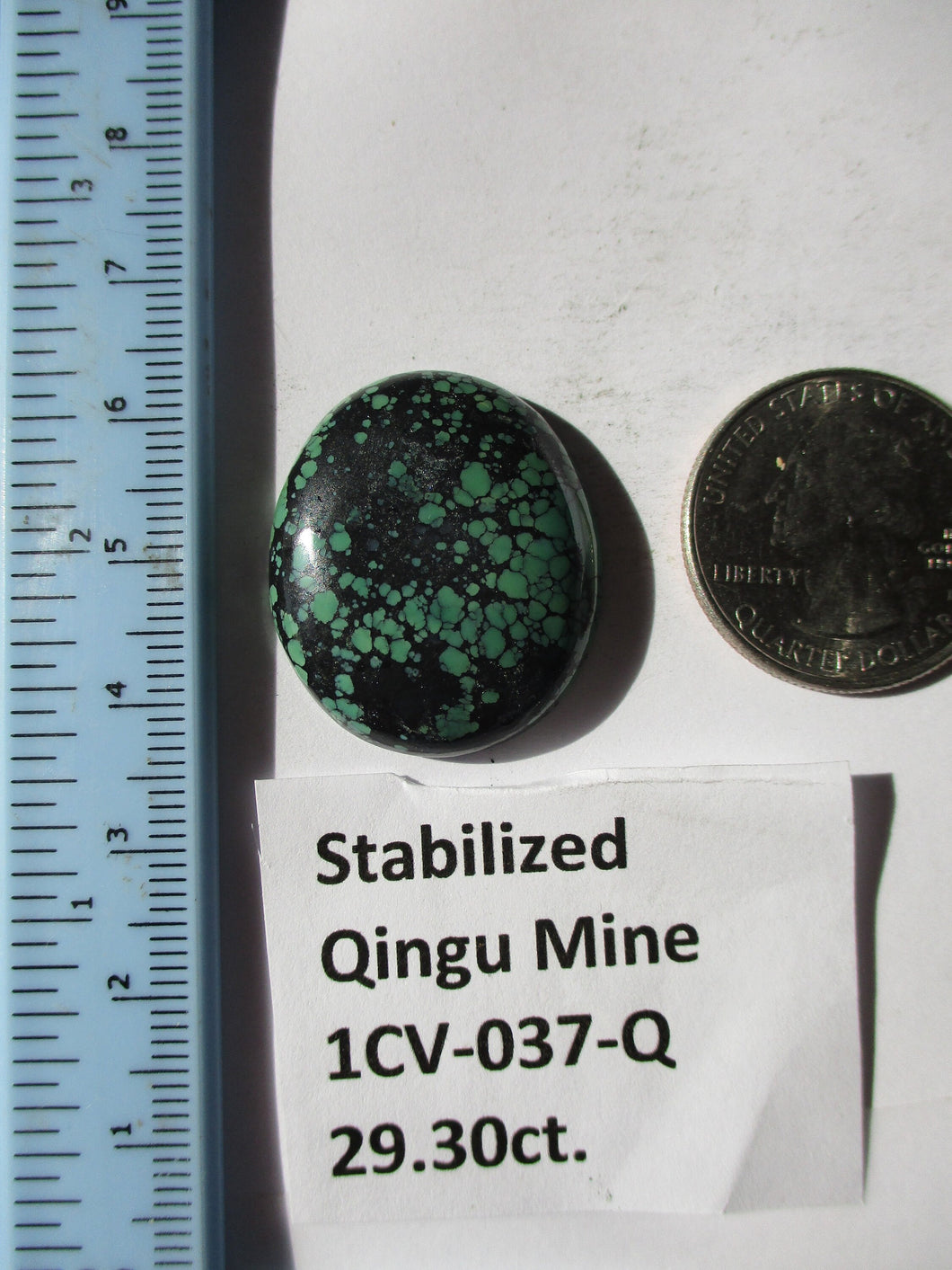 29.3 ct. (28x24x6 mm) Stabilized Qingu Mine (Hubei) Turquoise Cabochon Gemstone, 1CV 037