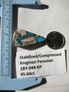 45.6 ct. (41x22.5x7 mm)  Compressed/Stabilized Kingman Peruvian Turquoise Gemstone, 1BY 044