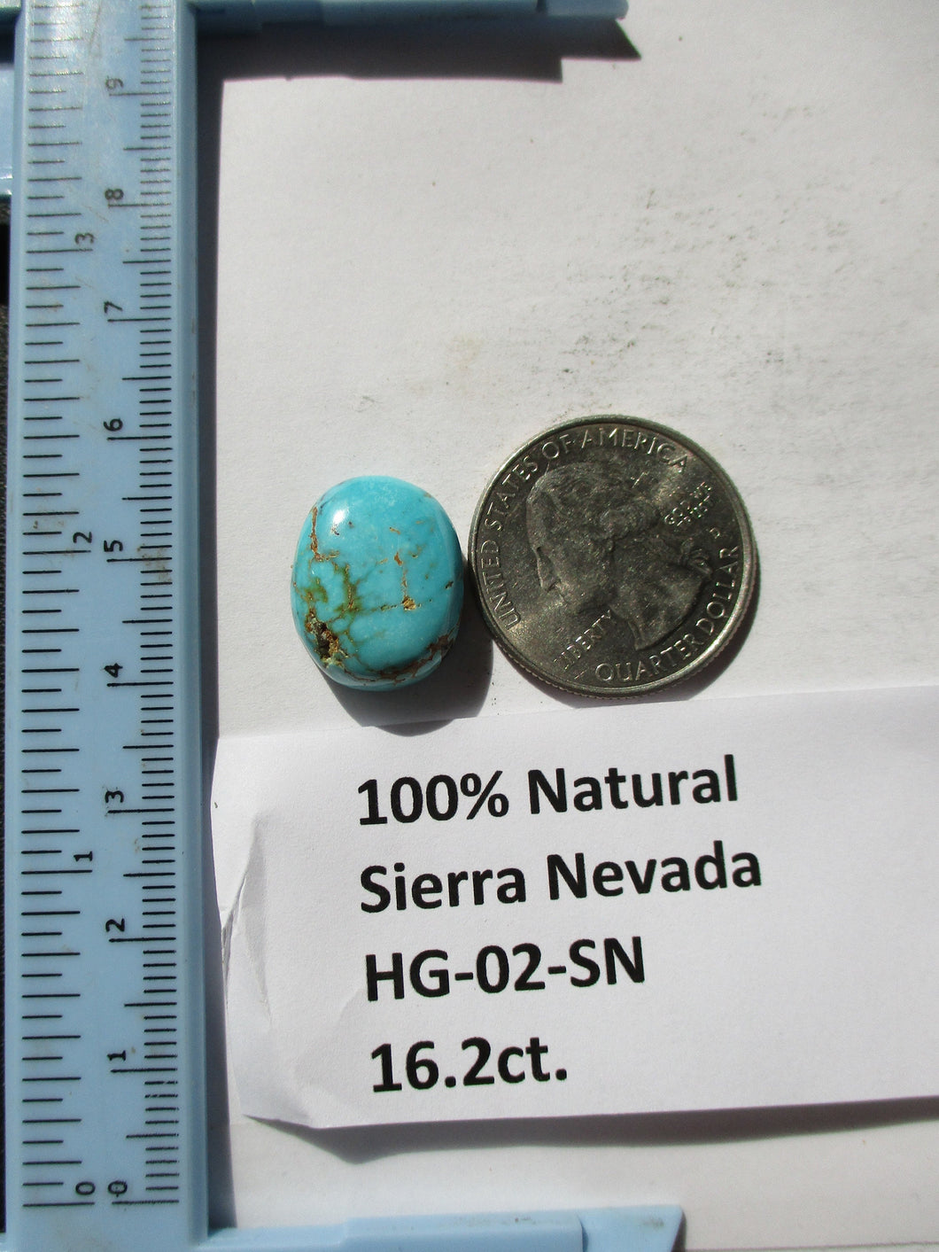 16.2 ct. (17.5x14x7 mm) 100% Natural Sierra Nevada Turquoise Cabochon Gemstone, # HG 02