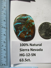 Load image into Gallery viewer, 63.5 ct. (36x30x6.5 mm) 100% Natural Sierra Nevada Turquoise Cabochon Gemstone, # HG 12