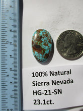 Load image into Gallery viewer, 23.1 ct. (27x16.5x6 mm) 100% Natural Sierra Nevada Turquoise Cabochon Gemstone, # HG 21