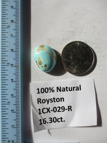 16.3 ct. (19x15x7 mm) 100% Natural Royston Turquoise Cabochon Gemstone, # 1CX 029