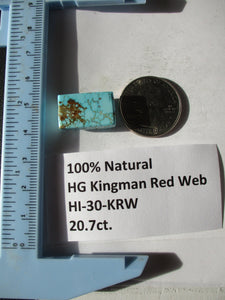 20.7 ct. (20x12.5x7 mm) 100% Natural High Grade Kingman Red Web Turquoise Cabochon Gemstone, HI 30