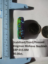 Load image into Gallery viewer, 80.0 ct (41x16x13 mm) Pressed, Dyed, Stabilized Kingman Mohave Turquoise Drilled Pendant 1BP 015