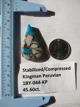 Load image into Gallery viewer, 45.6 ct. (41x22.5x7 mm)  Compressed/Stabilized Kingman Peruvian Turquoise Gemstone, 1BY 044
