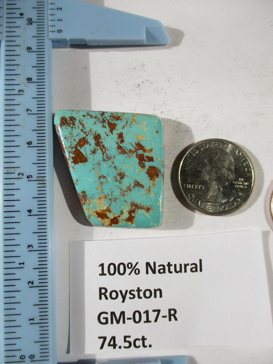 74.5 ct. (36x34x7 mm) 100% Natural Royston Turquoise Cabochon Gemstone, GM 017