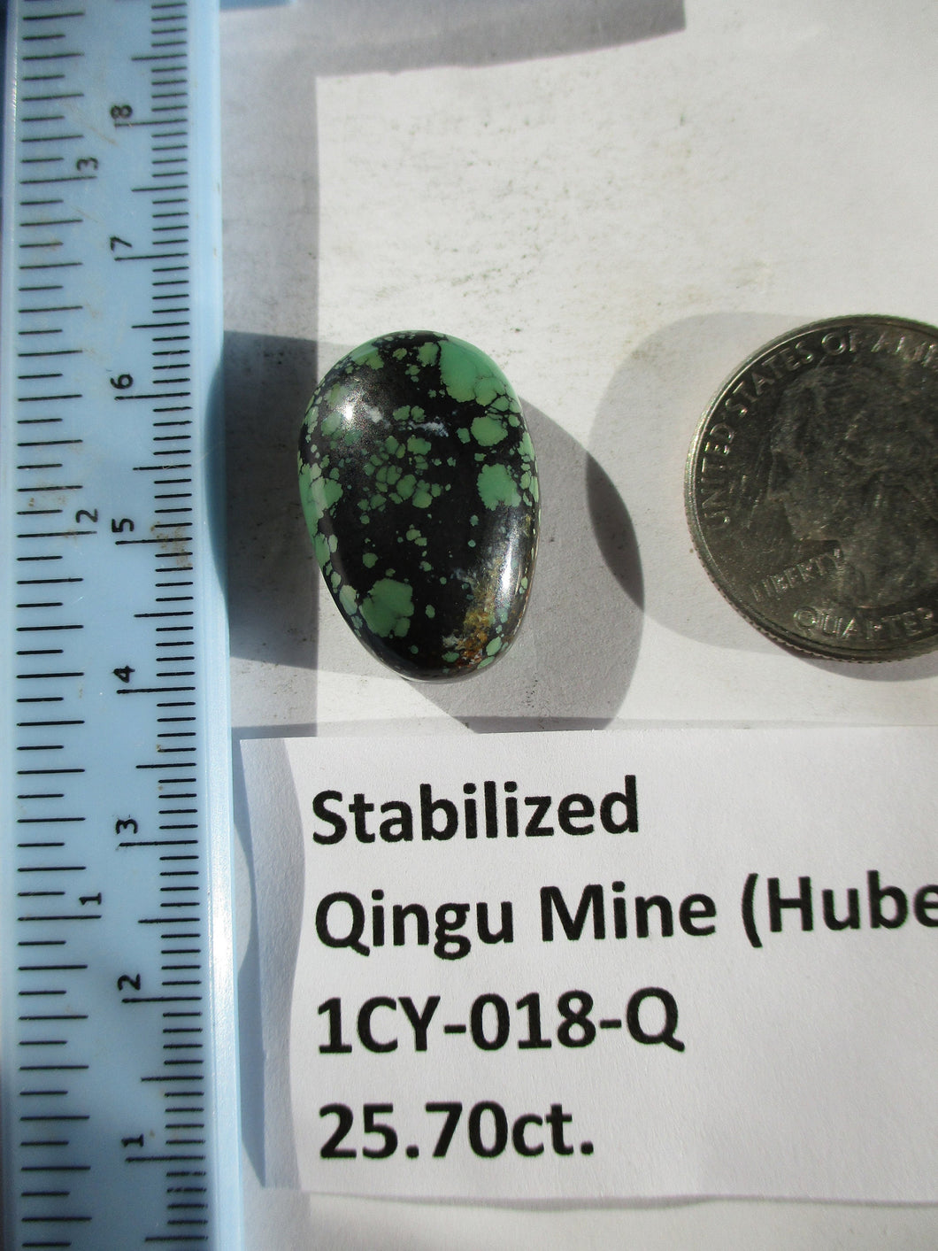 25.7 ct. (24x16.5x9 mm) Stabilized Qingu Mine (Hubei) Turquoise Cabochon, Gemstone, 1CY 018