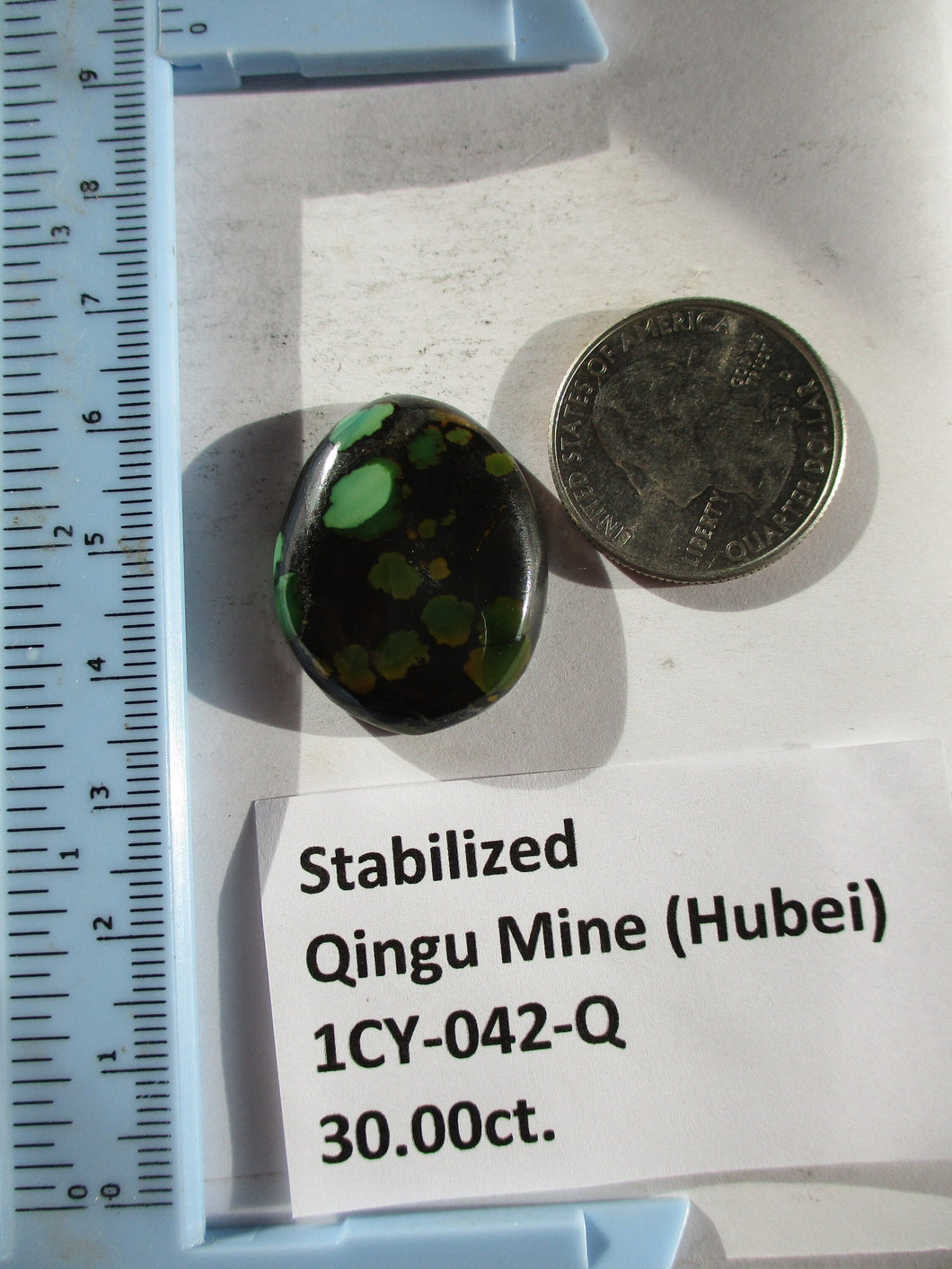 30.0 ct. (28x22x6 mm) Stabilized Qingu Mine (Hubei) Turquoise Cabochon, Gemstone, 1CY 042