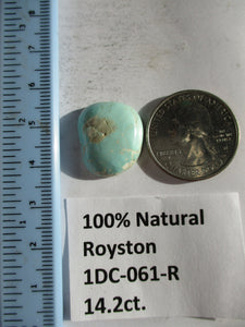 14.2 ct (20x17x6 mm) 100% Natural Royston Turquoise Cabochon Gemstone, 1DC 061