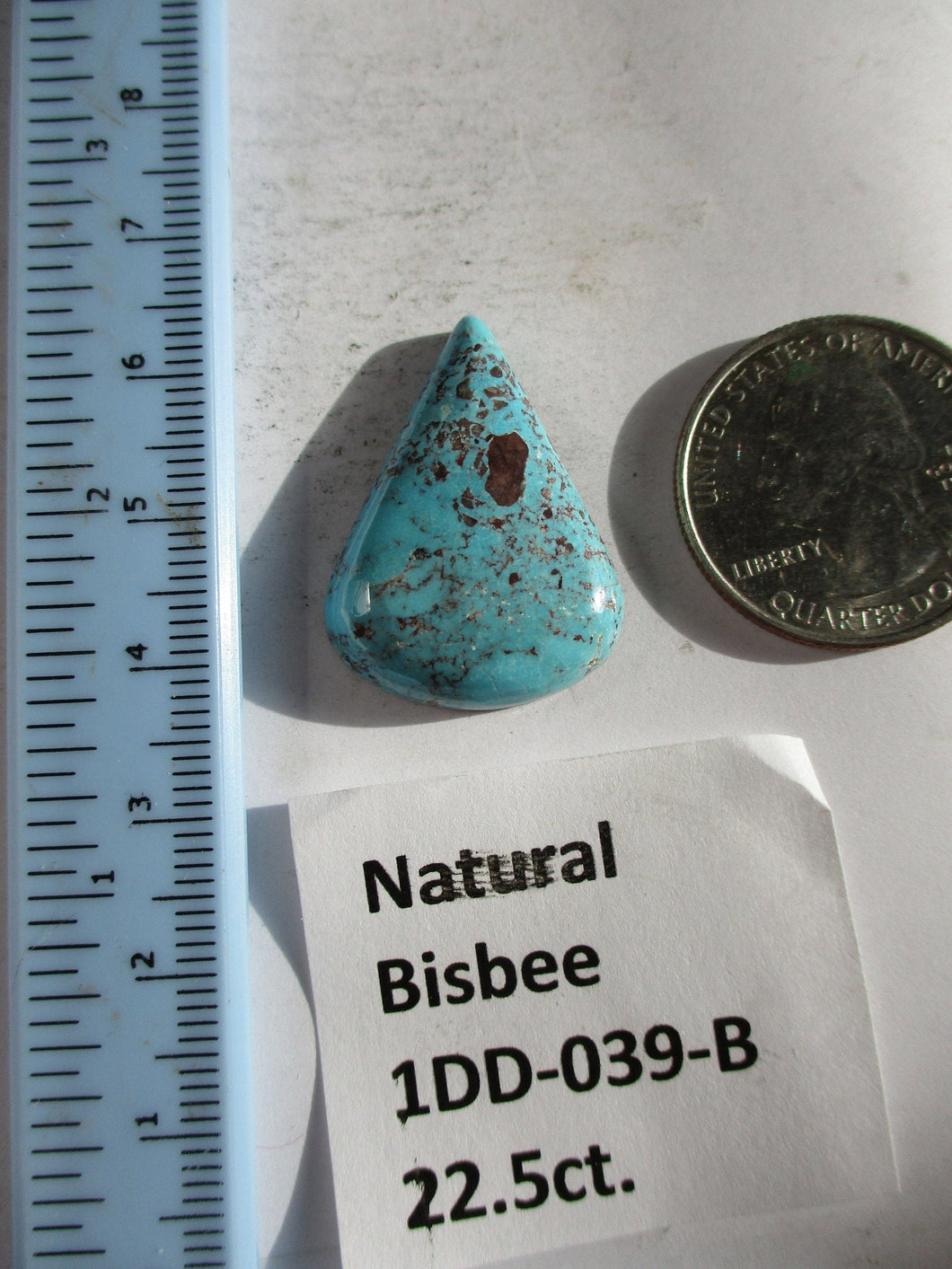 22.5 ct. (29x21x6 mm) Natural Bisbee Turquoise Cabochon Gemstone, 1DD 039