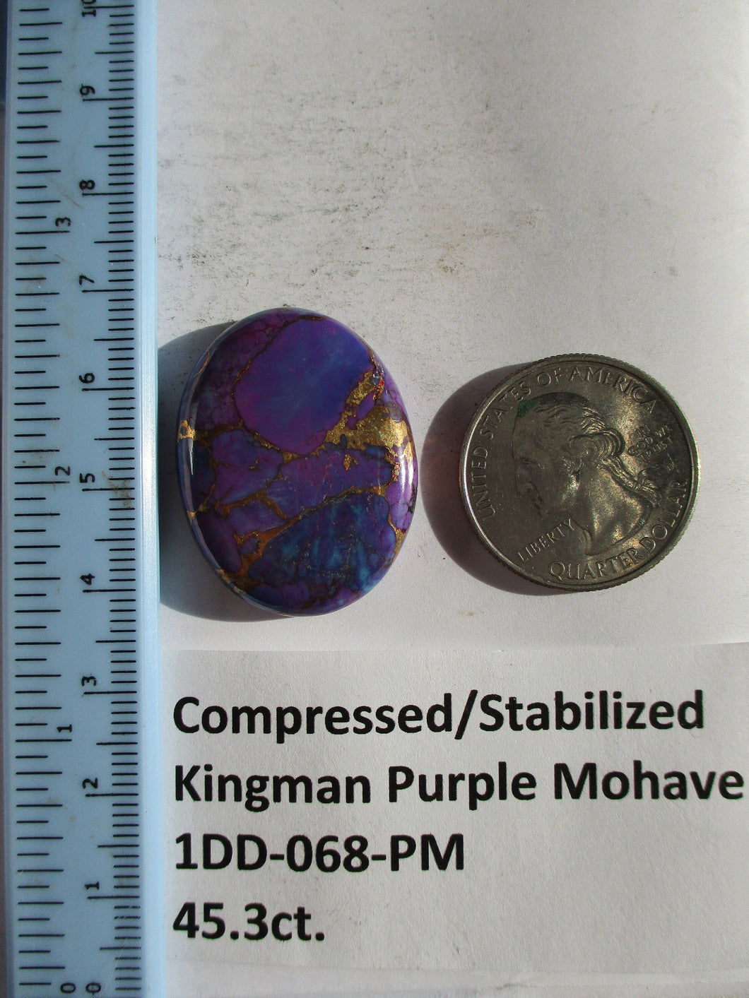45.3 ct. (32x24x6.5 mm) Pressed/Dyed/Stabilized Kingman Purple Mohave Turquoise Gemstone 1DD 068