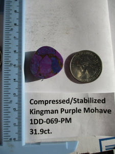 31.9 ct. (24x22x7 mm) Pressed/Dyed/Stabilized Kingman Purple Mohave Turquoise Gemstone 1DD 069