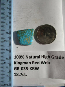 18.7 ct. (20x11.5x4.5 mm) 100% Natural High Grade Kingman Polychrome Red Web Turquoise Cabochon Gemstone, GR 035