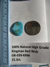 Load image into Gallery viewer, 15.3 ct. (24x19.5x4 mm) 100% Natural High Grade Kingman Polychrome Red Web Turquoise Cabochon Gemstone, GR 039