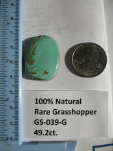 Load image into Gallery viewer, 49.2 ct. (32x28x7 mm) 100% Natural Rare Grasshopper Turquoise Cabochon Gemstone, GS 039 s