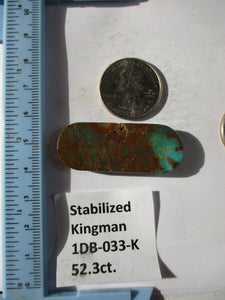52.3 ct. (45x17.5x6.5 mm) Stabilized Kingman Turquoise  Gemstone, 1DB 033