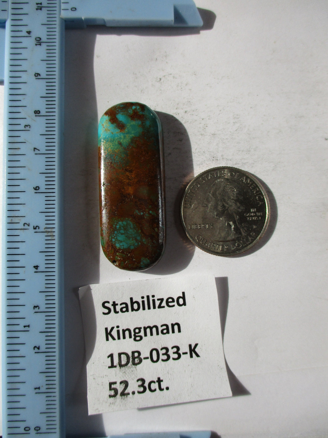 52.3 ct. (45x17.5x6.5 mm) Stabilized Kingman Turquoise  Gemstone, 1DB 033