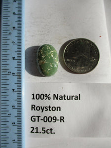 21.5 ct (21x14.5x8 mm) 100% Natural Royston Turquoise Cabochon Gemstone, GT 009